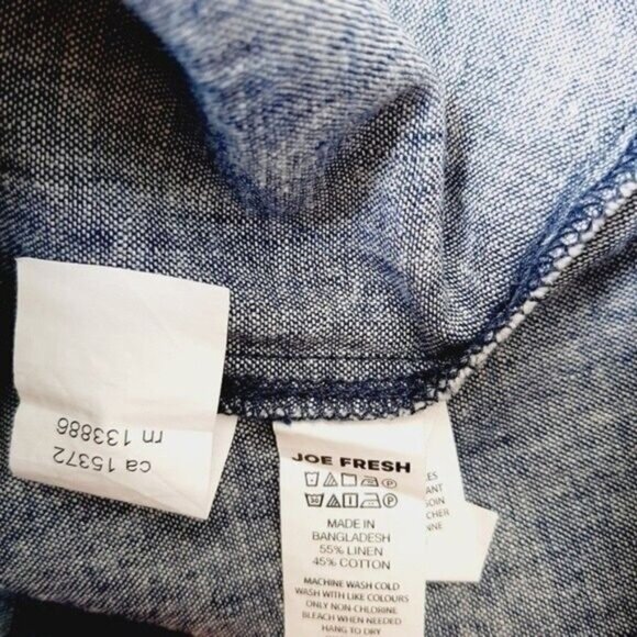 JOE FRESH Off Shoulder Short Sleeve Chambray Blue Top Sz S - Picture 8 of 13